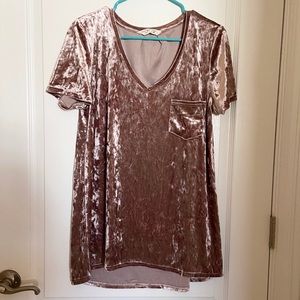 Velvet leggings tee tunic dust pink